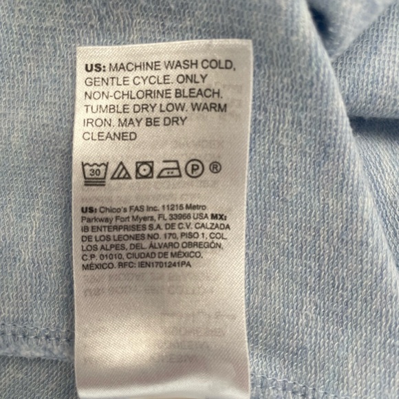 Chico’s Zenergy Light Blue Mixed Rib Knit Lightweight Cardigan, Size Small (4) - Picture 6 of 6